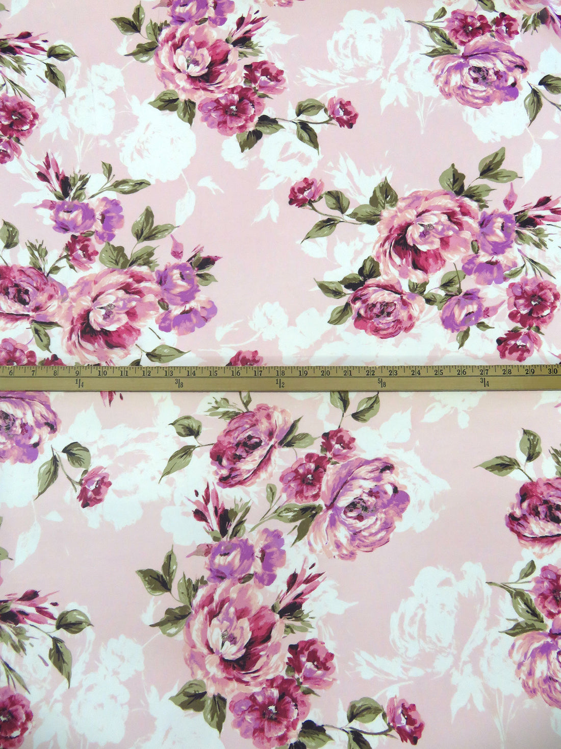 Light Pink/Old Moss/Orchid/Multi 100% Polyester Large Floral Print Chiffon - NY Designer - 58W