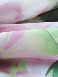 Dusty Rose/Green Apple/White/Multi 100% Polyester Abstract Floral Print Chiffon - NY Designer - 56W