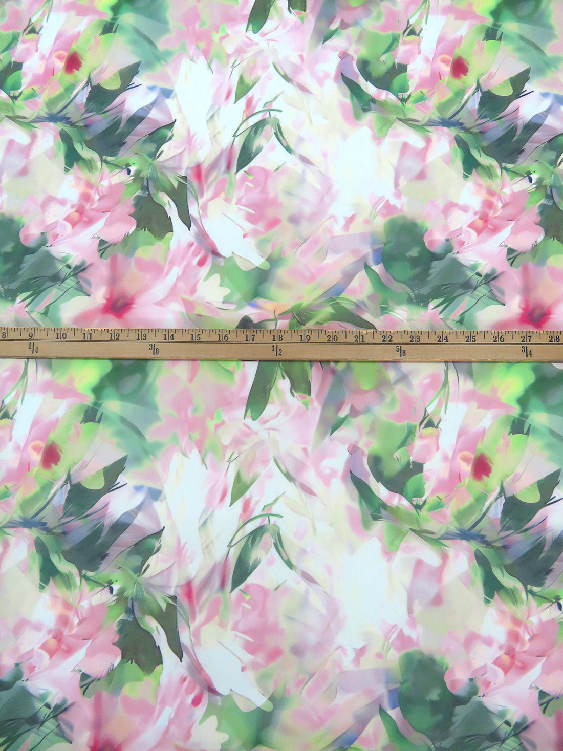 Dusty Rose/Green Apple/White/Multi 100% Polyester Abstract Floral Print Chiffon - NY Designer - 56W