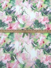 Dusty Rose/Green Apple/White/Multi 100% Polyester Abstract Floral Print Chiffon - NY Designer - 56W