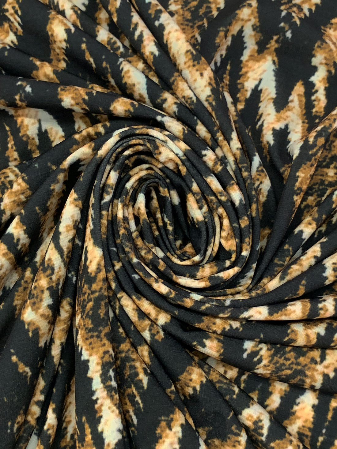 Golden Oak/Black/Off-White Polyester/Lycra Abstract Print ITY Knit - NY Designer - 56W