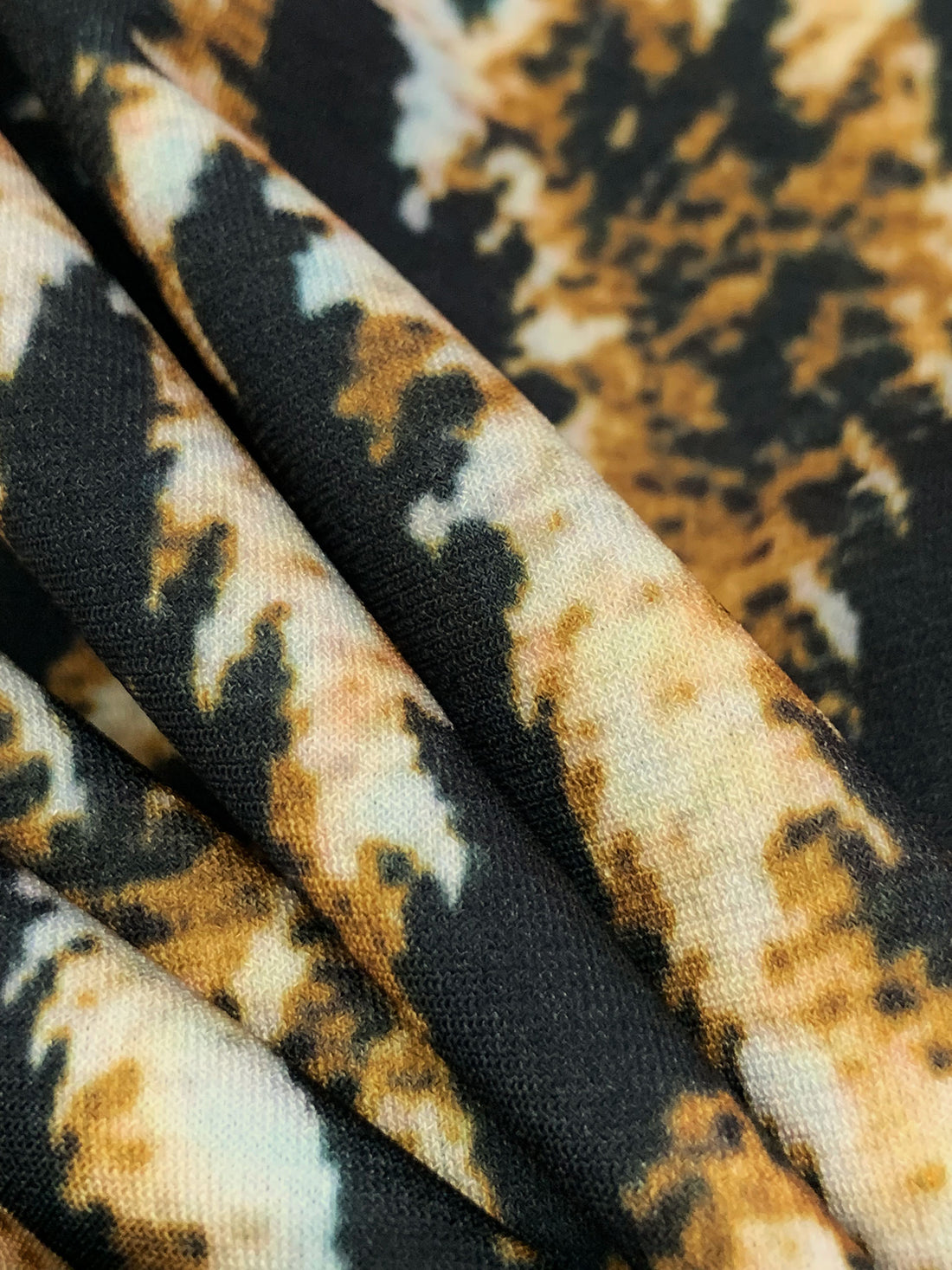 Golden Oak/Black/Off-White Polyester/Lycra Abstract Print ITY Knit - NY Designer - 56W