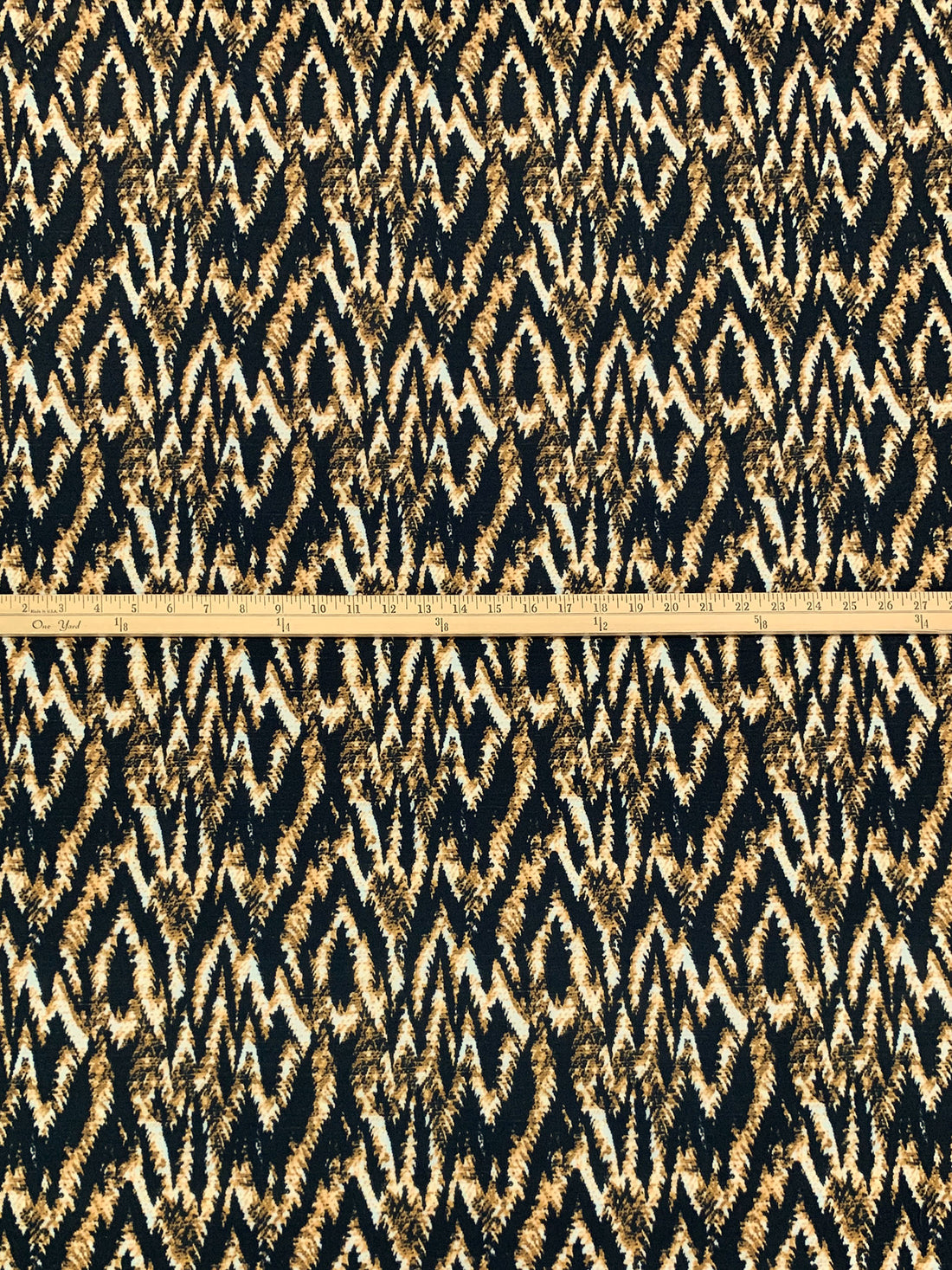 Golden Oak/Black/Off-White Polyester/Lycra Abstract Print ITY Knit - NY Designer - 56W