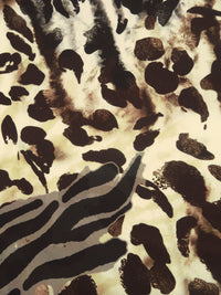 Wheat/Beaver/Chocolate/Multi Polyester/Lycra Abstract Animal Mashup Print ITY Knit - NY Designer - 58W