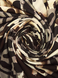 Wheat/Beaver/Chocolate/Multi Polyester/Lycra Abstract Animal Mashup Print ITY Knit - NY Designer - 58W