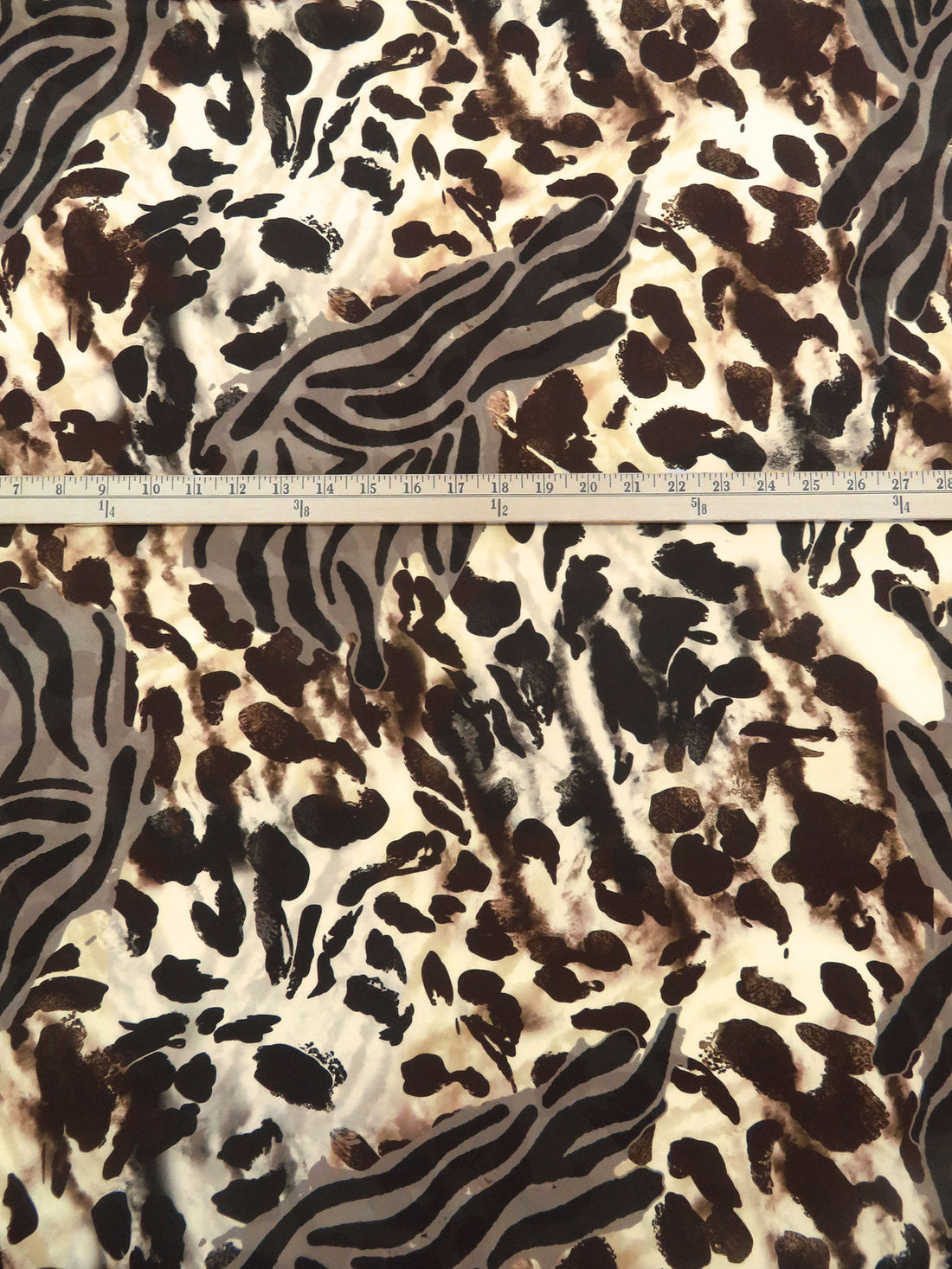 Wheat/Beaver/Chocolate/Multi Polyester/Lycra Abstract Animal Mashup Print ITY Knit - NY Designer - 58W