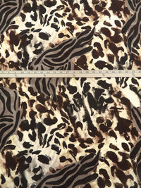 Wheat/Beaver/Chocolate/Multi Polyester/Lycra Abstract Animal Mashup Print ITY Knit - NY Designer - 58W