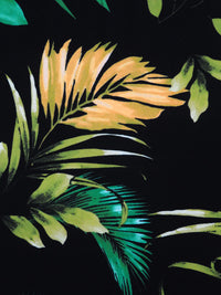 Fawn/Black/Citron/Multi Polyester/Lycra Tropical Plants Print Double Brushed Knit - NY Designer - 58W