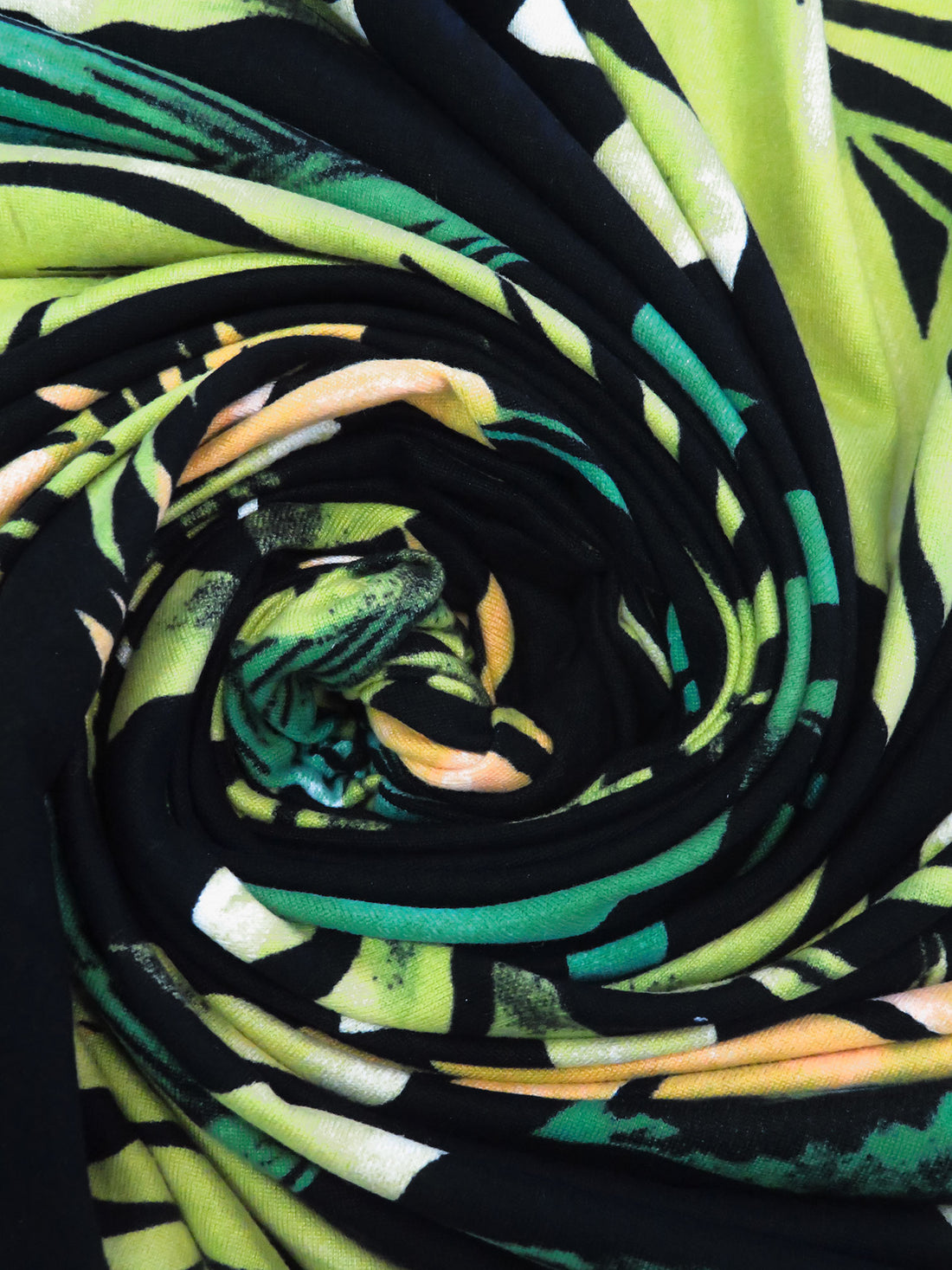 Fawn/Black/Citron/Multi Polyester/Lycra Tropical Plants Print Double Brushed Knit - NY Designer - 58W