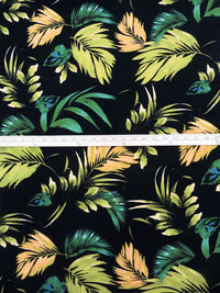 Fawn/Black/Citron/Multi Polyester/Lycra Tropical Plants Print Double Brushed Knit - NY Designer - 58W