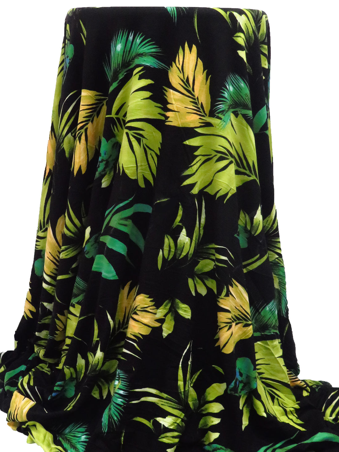 Fawn/Black/Citron/Multi Polyester/Lycra Tropical Plants Print Double Brushed Knit - NY Designer - 58W