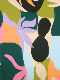 Deep Jungle Green/Lilac/Almond/Multi 100% Polyester Abstract Print Charmeuse - NY Designer - 58W