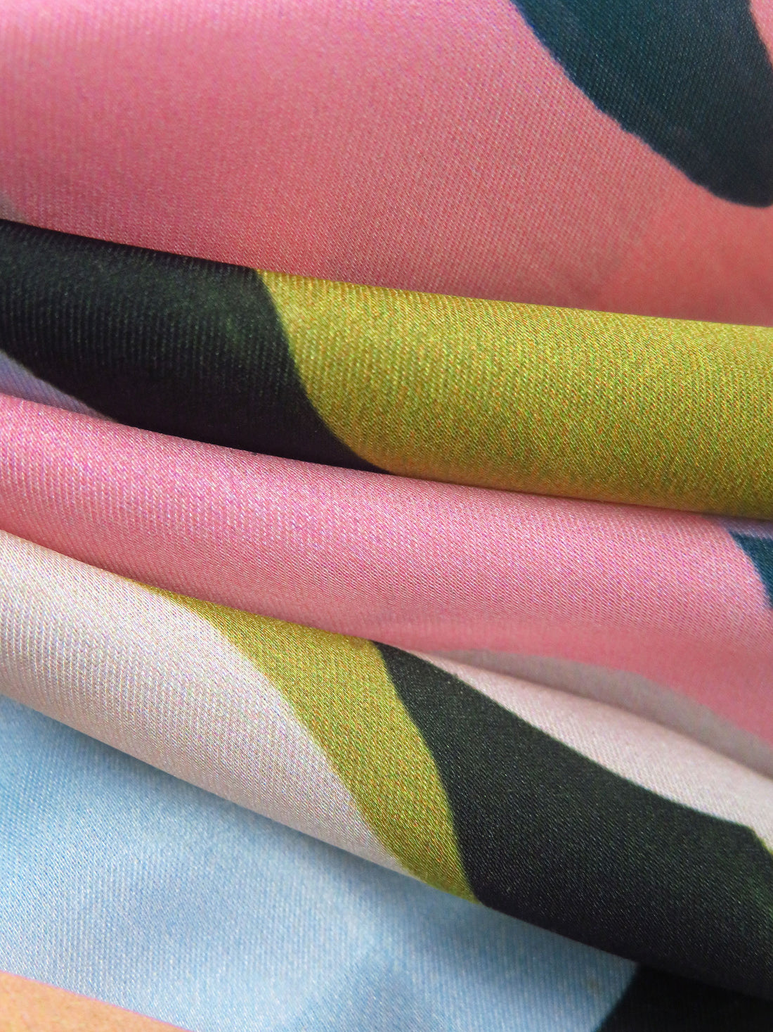 Deep Jungle Green/Lilac/Almond/Multi 100% Polyester Abstract Print Charmeuse - NY Designer - 58W