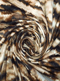 Wheat/Dark Brown/Black/Multi Polyester/Lycra Abstract Animal Print DTY Knit - NY Designer - 62W