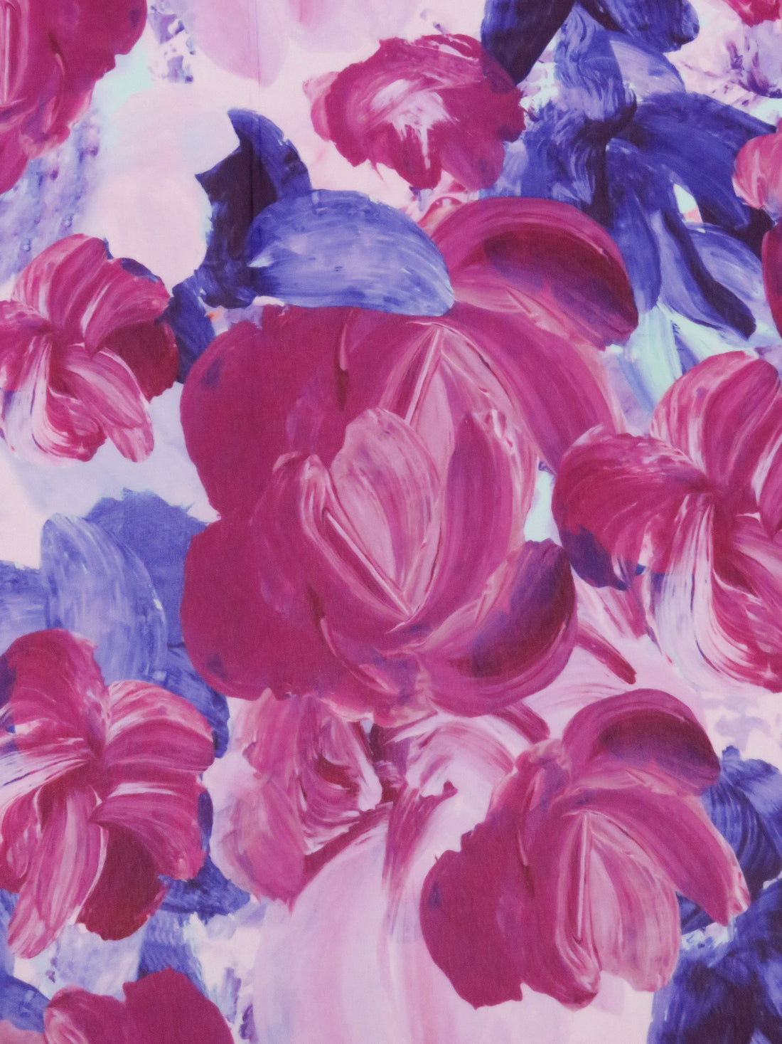 Mulberry/Pale Lilac/Iris/Multi 100% Polyester Painterly Floral Print Chiffon - NY Designer - 56W