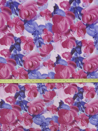 Mulberry/Pale Lilac/Iris/Multi 100% Polyester Painterly Floral Print Chiffon - NY Designer - 56W