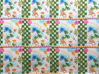 Forest Green/Sky Blue/Tangerine/Multi 100% Polyester Summer Vibe Tile Print Charmeuse - NY Designer - 60W