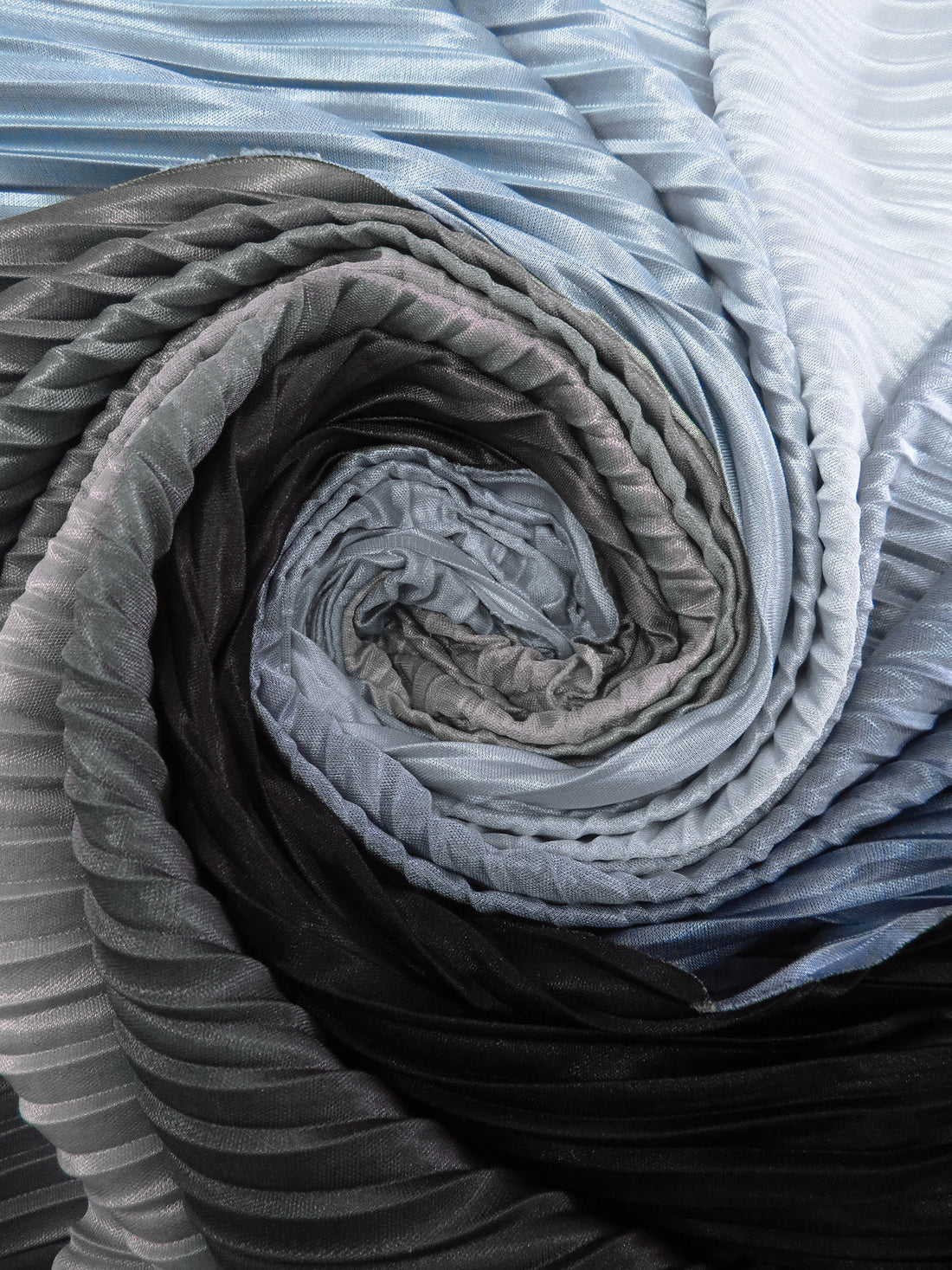 Light Cornflower/Pale Blue/Silver/Multi 100% Polyester Ombre Pleated Knit - NY Designer - 56W