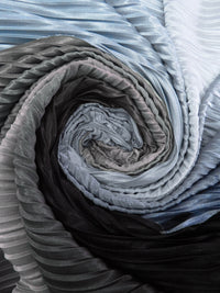 Light Cornflower/Pale Blue/Silver/Multi 100% Polyester Ombre Pleated Knit - NY Designer - 56W