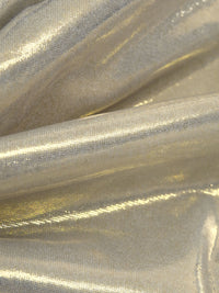 Gold/White Polyester/Lycra Foil Print Knit - NY Designer - 56W