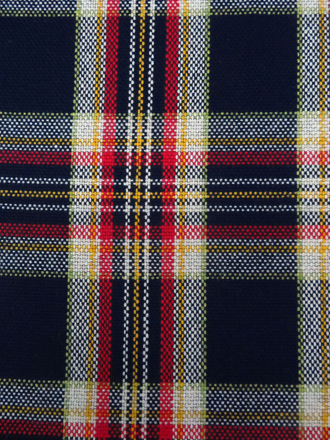 Midnight Navy/Jute/Dark Goldenrod/Multi Wool/Polyester Blend Brushed Plaid Weave Coating - NY Designer - 57W