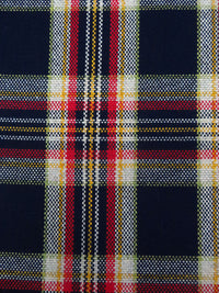 Midnight Navy/Jute/Dark Goldenrod/Multi Wool/Polyester Blend Brushed Plaid Weave Coating - NY Designer - 57W