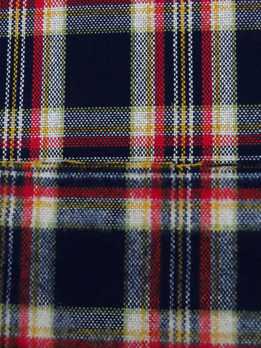 Midnight Navy/Jute/Dark Goldenrod/Multi Wool/Polyester Blend Brushed Plaid Weave Coating - NY Designer - 57W