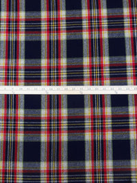 Midnight Navy/Jute/Dark Goldenrod/Multi Wool/Polyester Blend Brushed Plaid Weave Coating - NY Designer - 57W