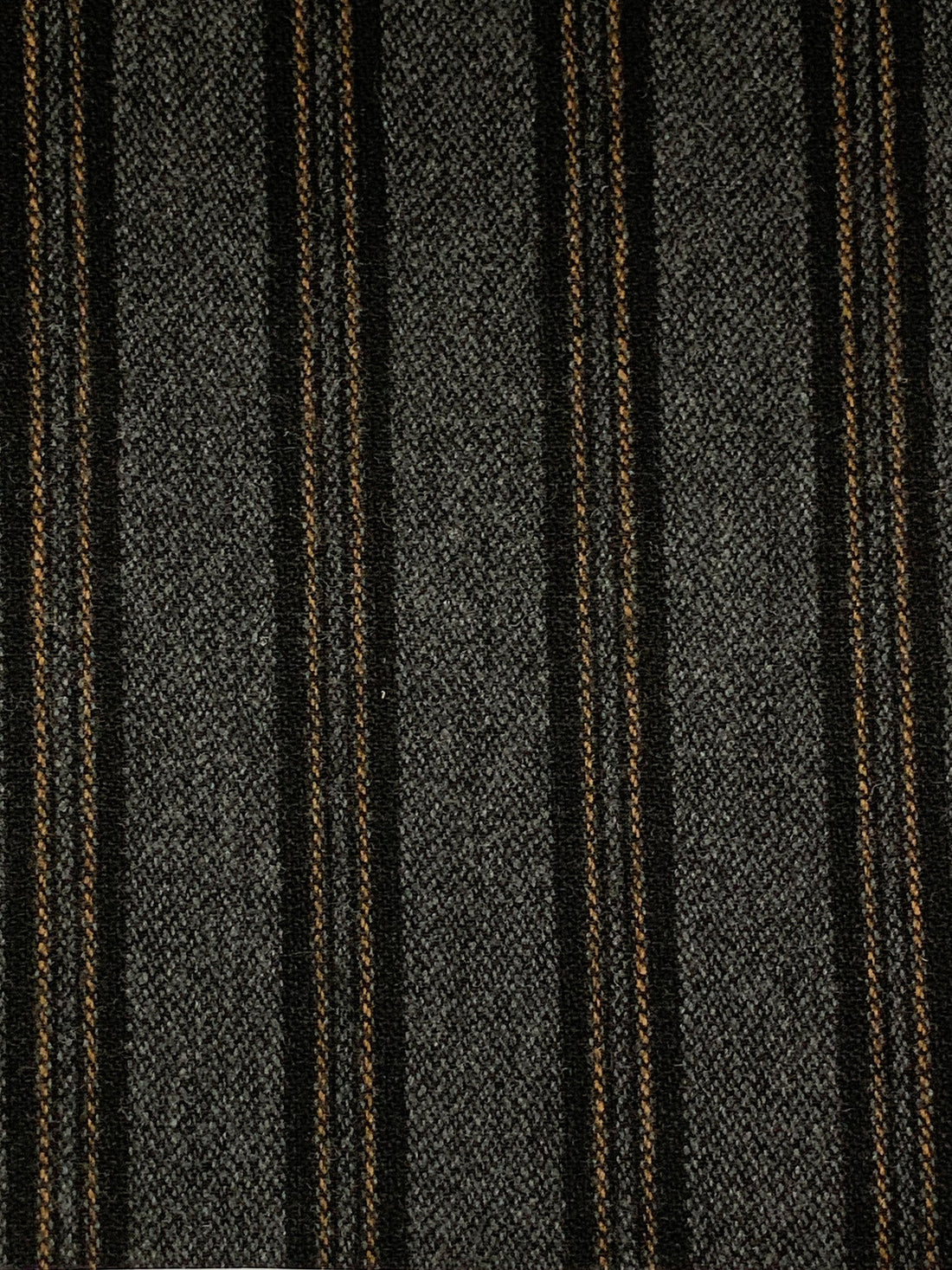 Charcoal/Black/Bronze 100% Wool Vertical Stripe Flannel Suiting - NY Designer - 58W