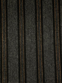 Charcoal/Black/Bronze 100% Wool Vertical Stripe Flannel Suiting - NY Designer - 58W