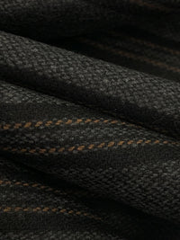 Charcoal/Black/Bronze 100% Wool Vertical Stripe Flannel Suiting - NY Designer - 58W