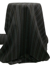 Charcoal/Black/Bronze 100% Wool Vertical Stripe Flannel Suiting - NY Designer - 58W