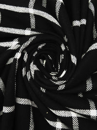 Black/White Wool/Polyester Plaid Weave Flannel Suiting - NY Designer - 56W