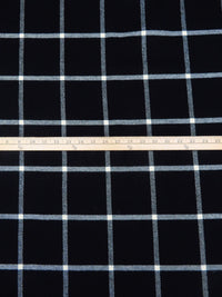 Black/White Wool/Polyester Plaid Weave Flannel Suiting - NY Designer - 56W