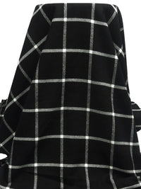 Black/White Wool/Polyester Plaid Weave Flannel Suiting - NY Designer - 56W