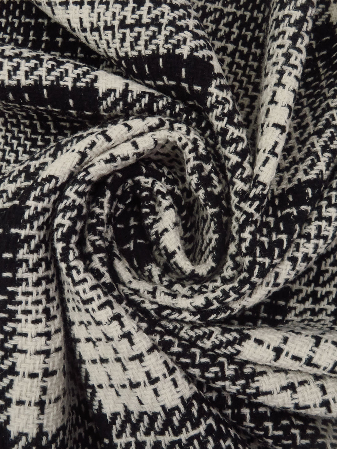 Black/Antique White Wool/Nylon Plaid Weave Coating - NY Designer - 58W