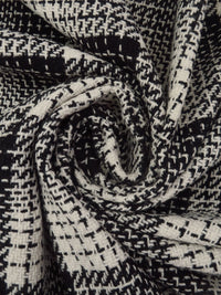 Black/Antique White Wool/Nylon Plaid Weave Coating - NY Designer - 58W