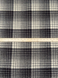 Black/Antique White Wool/Nylon Plaid Weave Coating - NY Designer - 58W
