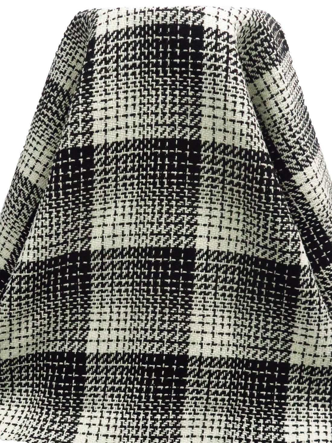 Black/Antique White Wool/Nylon Plaid Weave Coating - NY Designer - 58W