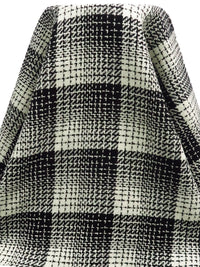 Black/Antique White Wool/Nylon Plaid Weave Coating - NY Designer - 58W