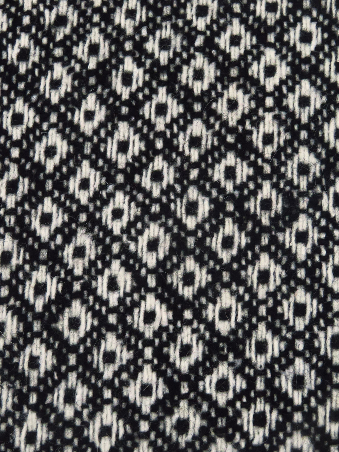 Black/Antique White Wool/Nylon Diamond Weave Coating - NY Designer - 58W