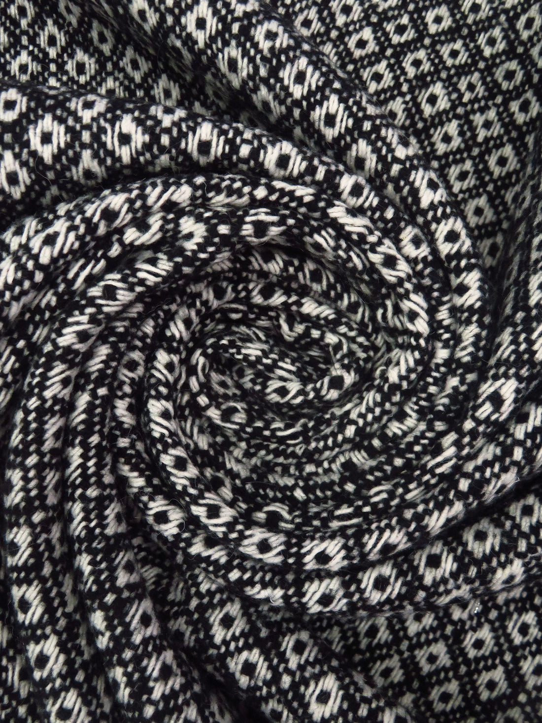 Black/Antique White Wool/Nylon Diamond Weave Coating - NY Designer - 58W