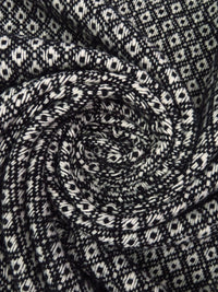 Black/Antique White Wool/Nylon Diamond Weave Coating - NY Designer - 58W