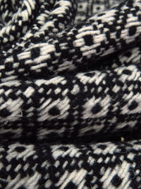 Black/Antique White Wool/Nylon Diamond Weave Coating - NY Designer - 58W