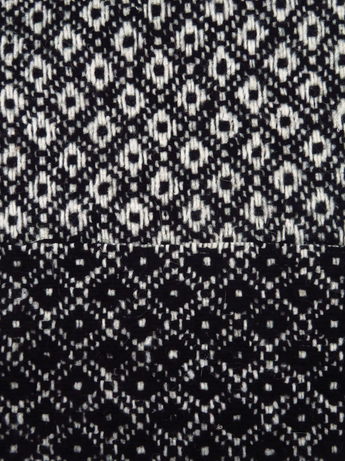 Black/Antique White Wool/Nylon Diamond Weave Coating - NY Designer - 58W