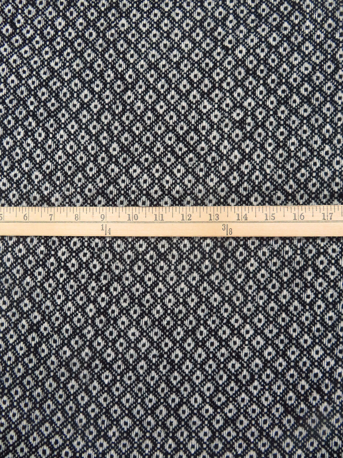 Black/Antique White Wool/Nylon Diamond Weave Coating - NY Designer - 58W