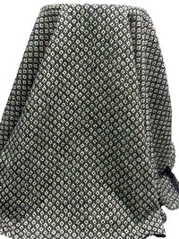 Black/Antique White Wool/Nylon Diamond Weave Coating - NY Designer - 58W