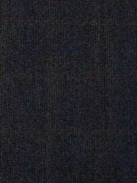 Midnight Navy/Dark Brown/Dark Blue/Multi 100% Wool Faint Plaid Weave Flannel Suiting - NY Designer - 60W