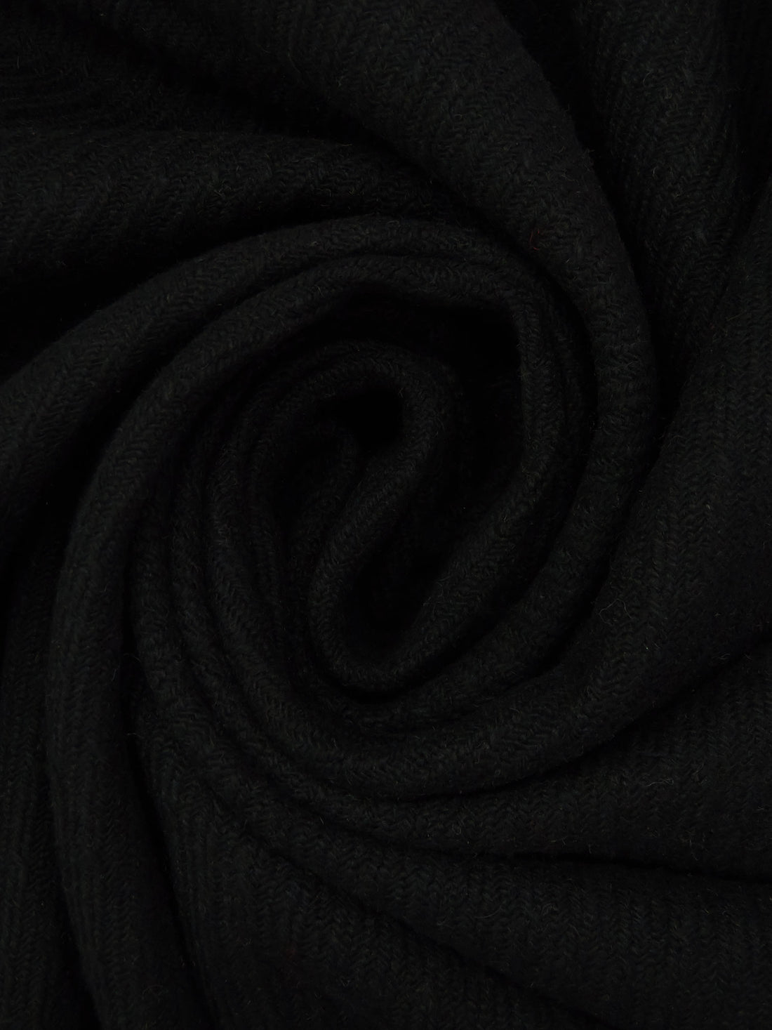 Ink Black Wool/Polyester Large Twill Weave Coating - NY Designer - 58W