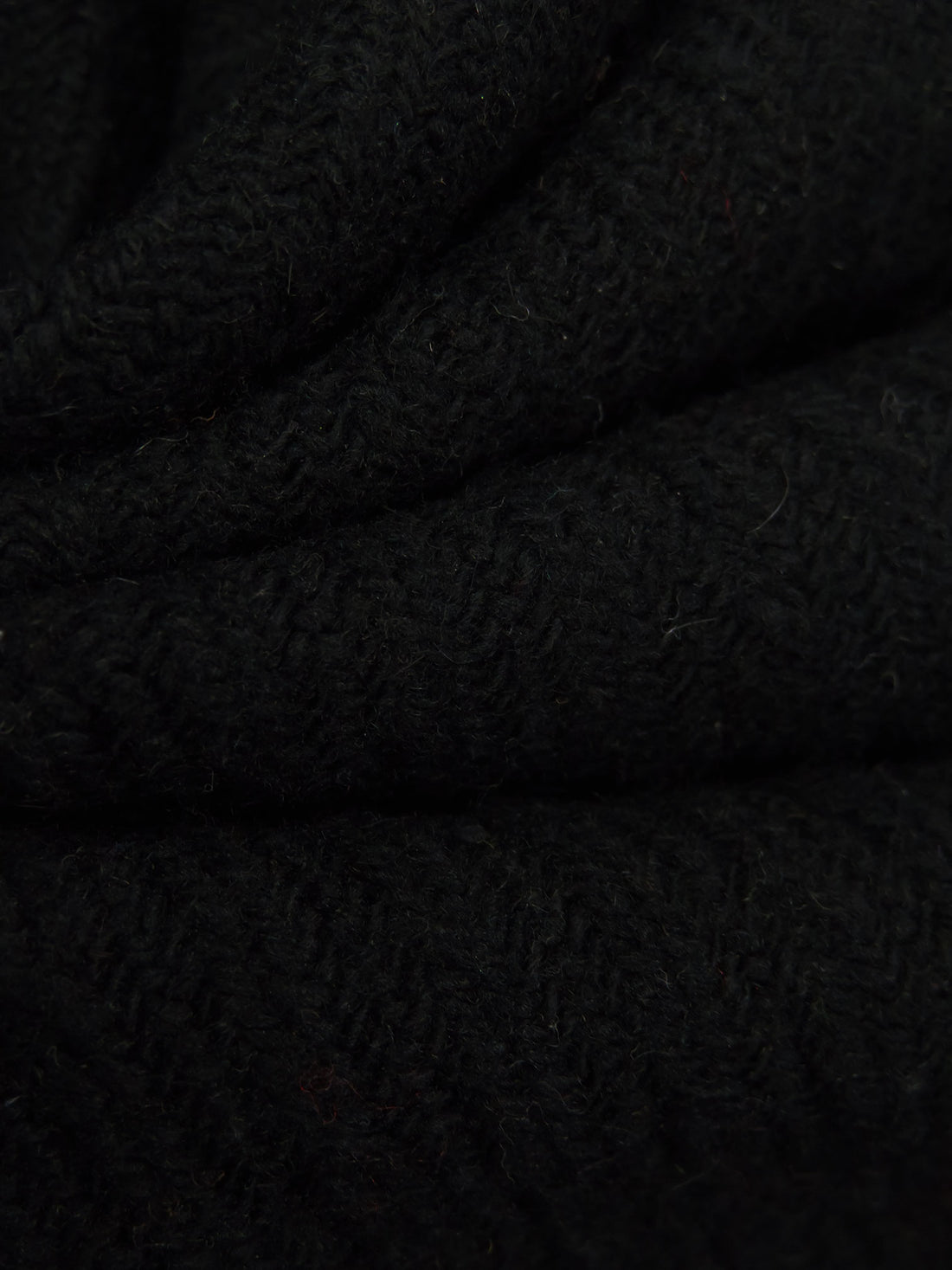 Ink Black Wool/Polyester Large Twill Weave Coating - NY Designer - 58W